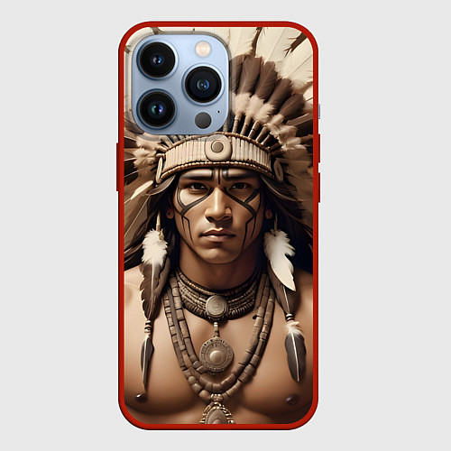 Чехол iPhone 13 Pro Индеец искусство / 3D-Красный – фото 1