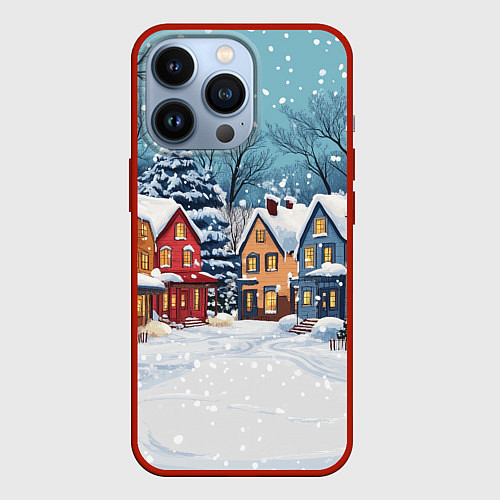 Чехол iPhone 13 Pro Пустой зимний дворик / 3D-Красный – фото 1