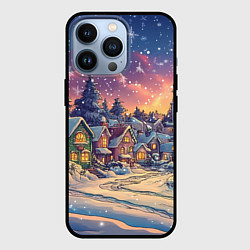 Чехол для iPhone 13 Pro Снегопад в ночном городе, цвет: 3D-черный