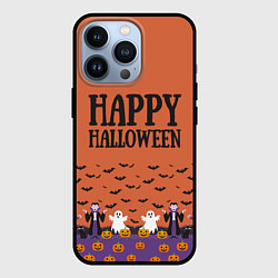 Чехол для iPhone 13 Pro Happy Halloween pattern, цвет: 3D-черный