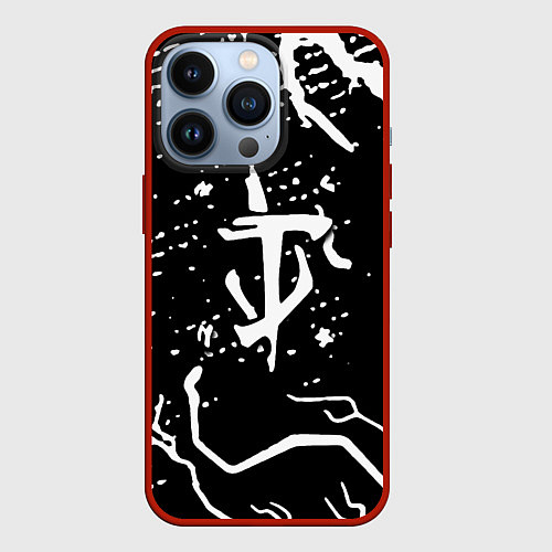 Чехол iPhone 13 Pro Doom шторм краски / 3D-Красный – фото 1