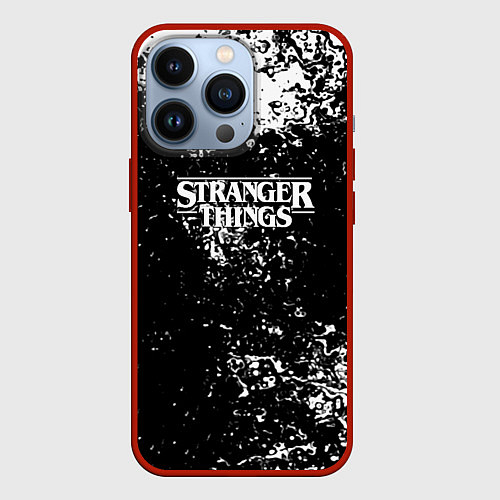 Чехол iPhone 13 Pro Stranger things брызги красок / 3D-Красный – фото 1