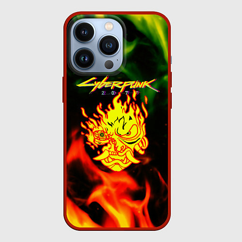 Чехол iPhone 13 Pro Cyberpunk 2077 fere steel / 3D-Красный – фото 1