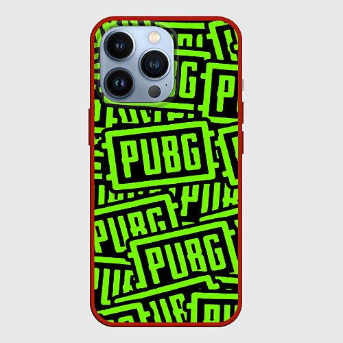 Чехол iPhone 13 Pro PUBG pattern game / 3D-Красный – фото 1