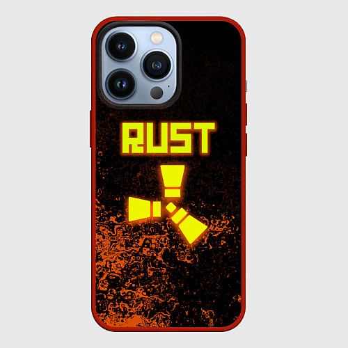 Чехол iPhone 13 Pro RUST брызги красок лого / 3D-Красный – фото 1
