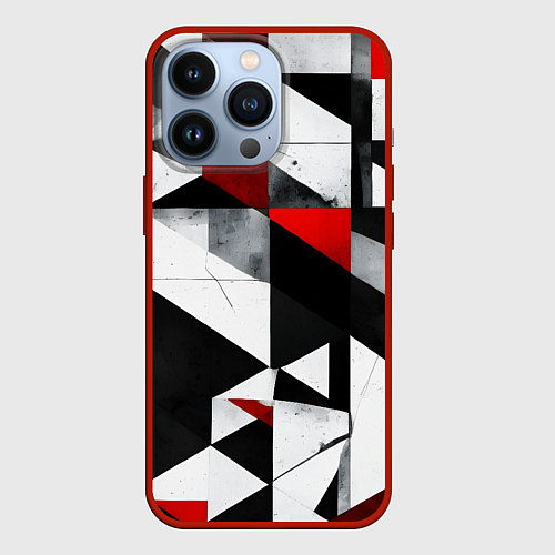 Чехол iPhone 13 Pro Red and black abstraction on a white background / 3D-Красный – фото 1