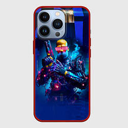 Чехол для iPhone 13 Pro Homer Simpson with a pistol - cyberpunk, цвет: 3D-красный