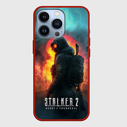 Чехол для iPhone 13 Pro Stalker 2 радиоактивный дым, цвет: 3D-красный