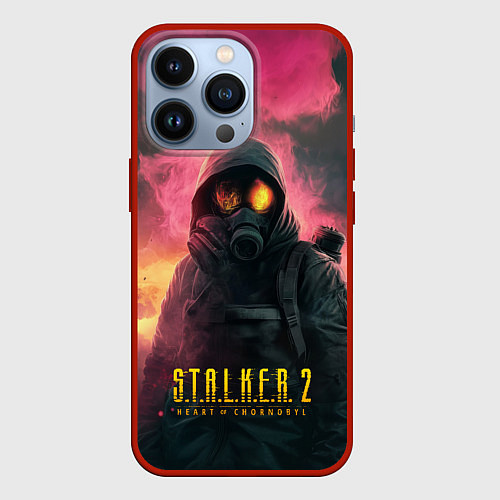 Чехол iPhone 13 Pro Stalker 2 горящий атомный завод / 3D-Красный – фото 1
