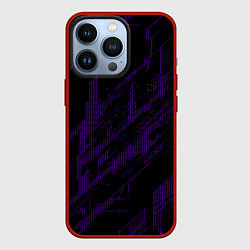 Чехол для iPhone 13 Pro Фиолетовые точки на чёрном фоне, цвет: 3D-красный