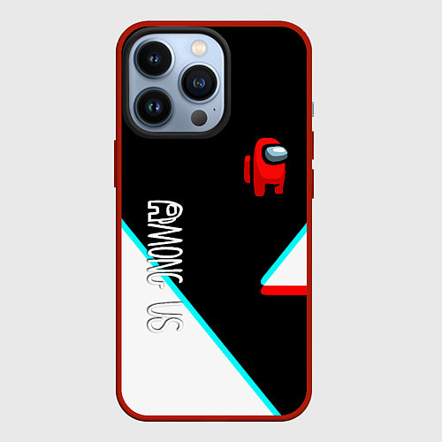 Чехол iPhone 13 Pro Among us geometry steel glitch / 3D-Красный – фото 1