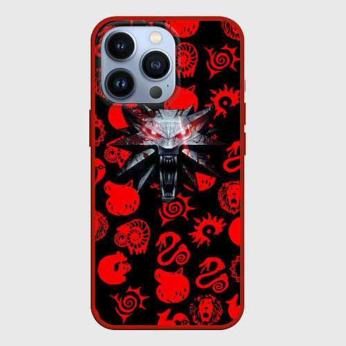 Чехол iPhone 13 Pro The Witcher anime pattern / 3D-Красный – фото 1