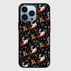 Чехол для iPhone 13 Pro Рик и Морти сани с оленем - Christmas, цвет: 3D-черный