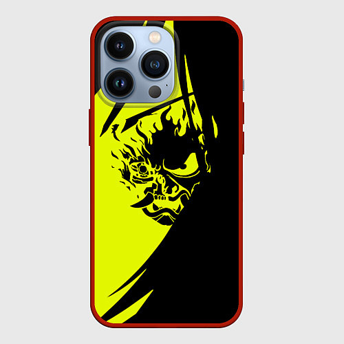 Чехол iPhone 13 Pro Cyberpunk 2077 тексутар / 3D-Красный – фото 1