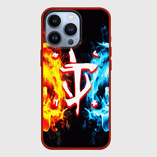 Чехол iPhone 13 Pro Doom битва огонь / 3D-Красный – фото 1