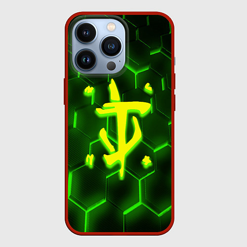 Чехол iPhone 13 Pro Doom кислотная броня / 3D-Красный – фото 1