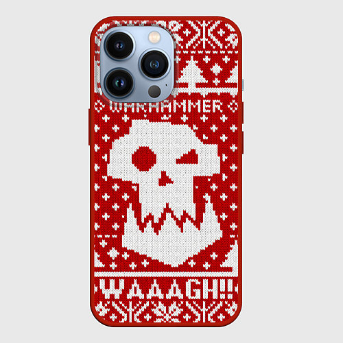 Чехол iPhone 13 Pro Вязаный warhammer waaagh / 3D-Красный – фото 1