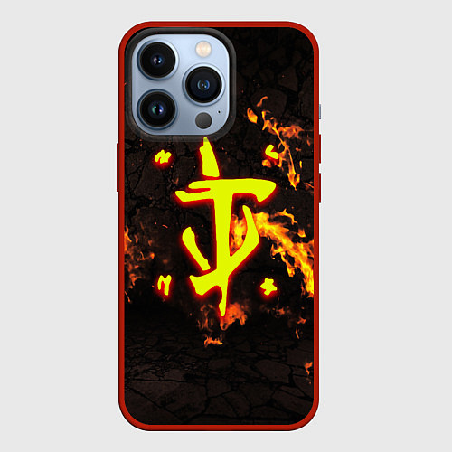 Чехол iPhone 13 Pro Doom fire / 3D-Красный – фото 1