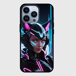 Чехол для iPhone 13 Pro Неон кибер девушка, цвет: 3D-черный