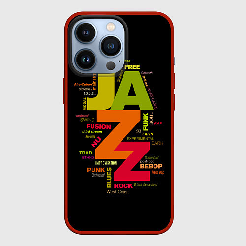 Чехол iPhone 13 Pro Джазовые стили и жанры / 3D-Красный – фото 1