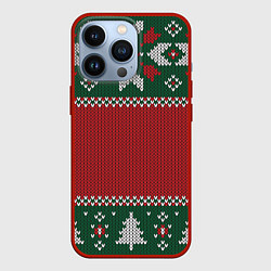 Чехол для iPhone 13 Pro Knitted Christmas Pattern, цвет: 3D-красный