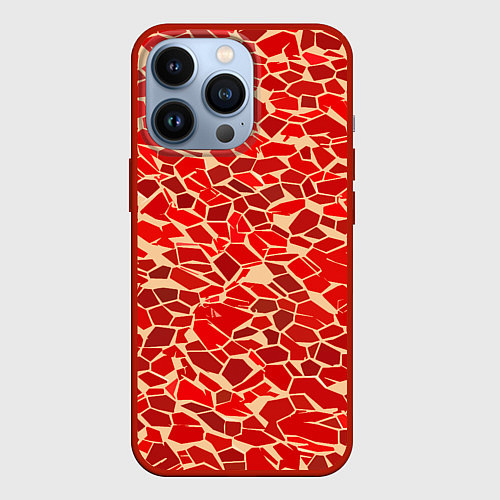 Чехол iPhone 13 Pro Красные плитки на кремовом фоне / 3D-Красный – фото 1