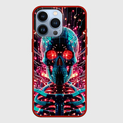 Чехол для iPhone 13 Pro Neon cyber skull - ai art fantasy, цвет: 3D-красный