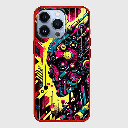 Чехол iPhone 13 Pro Cyber profile - ai art fantasy / 3D-Красный – фото 1