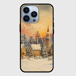 Чехол для iPhone 13 Pro Новогодний небольшой городок, цвет: 3D-черный