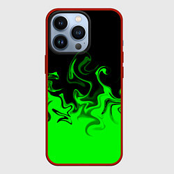Чехол для iPhone 13 Pro Абстрактный зеленый огонь, цвет: 3D-красный