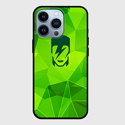 Чехол для iPhone 13 Pro David Bowie green poly, цвет: 3D-черный
