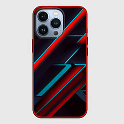 Чехол для iPhone 13 Pro Абстракция из линий, цвет: 3D-красный