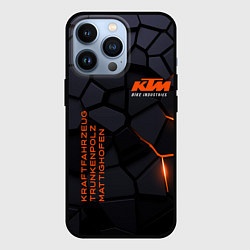 Чехол для iPhone 13 Pro KTM - плиты с эффектом свечения, цвет: 3D-черный