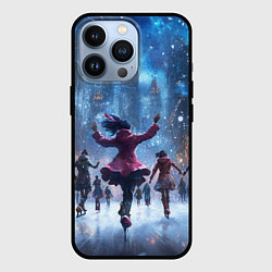 Чехол для iPhone 13 Pro Новый год на коньках, цвет: 3D-черный