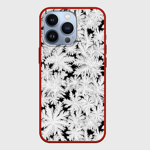 Чехол iPhone 13 Pro Мороз на стекле / 3D-Красный – фото 1