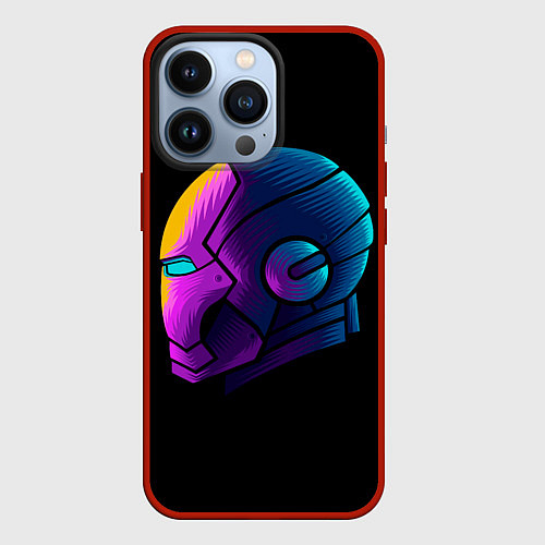 Чехол iPhone 13 Pro Неоновый железный человек / 3D-Красный – фото 1