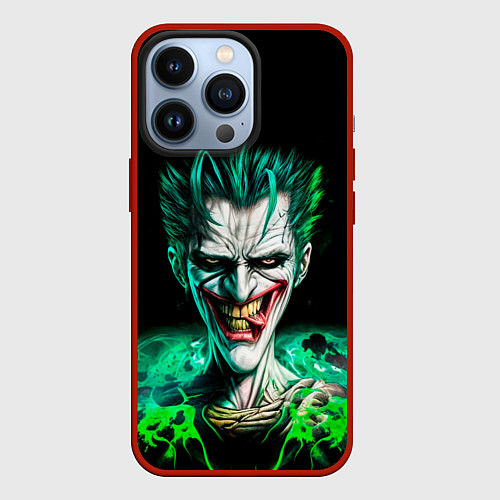 Чехол iPhone 13 Pro Безумный клоун Джокер / 3D-Красный – фото 1