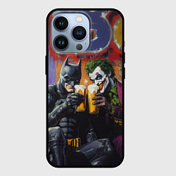 Чехол для iPhone 13 Pro Джокер и Бэтмен пьют пиво, цвет: 3D-черный