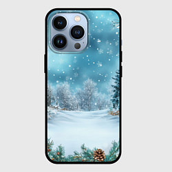 Чехол для iPhone 13 Pro Новогодний снег, цвет: 3D-черный