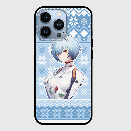 Чехол iPhone 13 Pro Rei christmas sweater Evangelion / 3D-Черный – фото 1