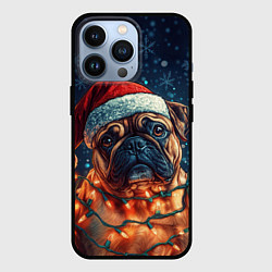 Чехол для iPhone 13 Pro Новогодний бульдог, цвет: 3D-черный