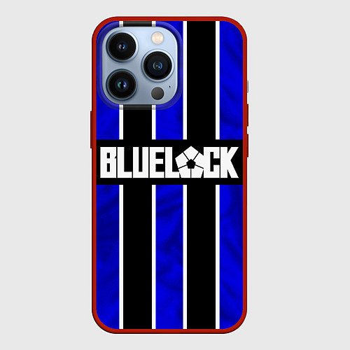 Чехол iPhone 13 Pro Блюлок- синие полосы / 3D-Красный – фото 1