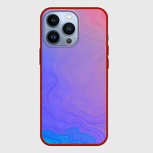 Чехол iPhone 13 Pro Сине фиолетовый градиент / 3D-Красный – фото 1