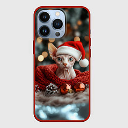 Чехол для iPhone 13 Pro Новогодний кот сфинкс, цвет: 3D-красный