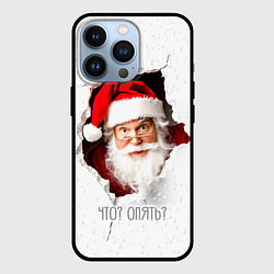 Чехол для iPhone 13 Pro Дед Мороз выглядывает из дыры в стене, цвет: 3D-черный