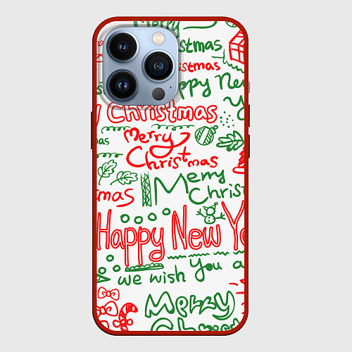 Чехол iPhone 13 Pro Новогодняя атмосфера merry christmas / 3D-Красный – фото 1