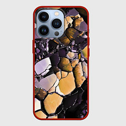 Чехол для iPhone 13 Pro Чёрно-жёлтый камень, цвет: 3D-красный