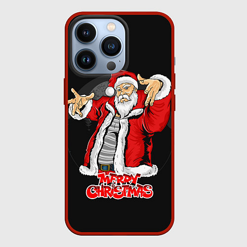 Чехол iPhone 13 Pro Дед мороз веселый / 3D-Красный – фото 1