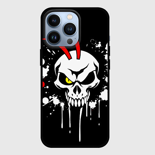 Чехол iPhone 13 Pro Арт череп самурая / 3D-Черный – фото 1