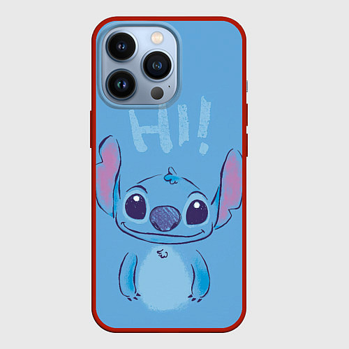Чехол iPhone 13 Pro Stitch says hi / 3D-Красный – фото 1